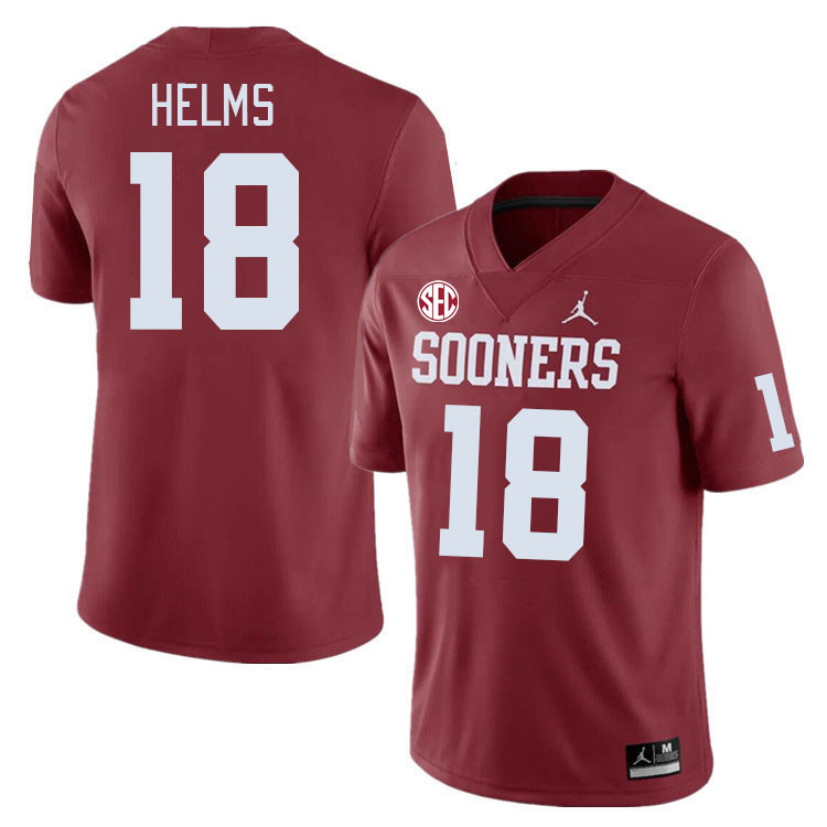 #18 Kaden Helms Oklahoma Sooners 2024 SEC Conference College Football Jerseys-Crimson